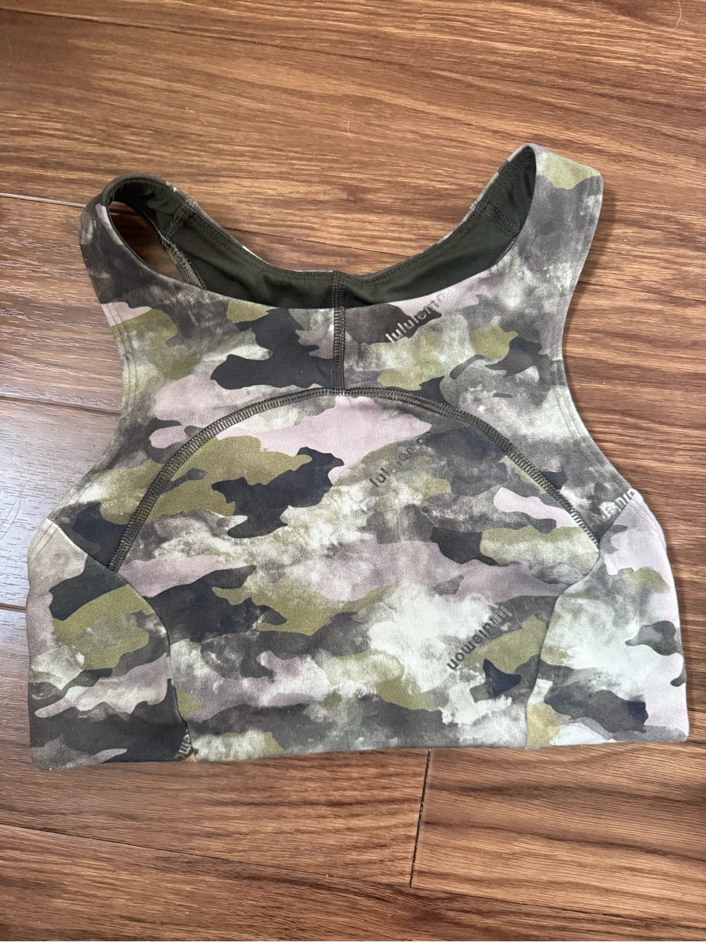 Lululemon Camo Racerback Sports Bra Green Black Size 4